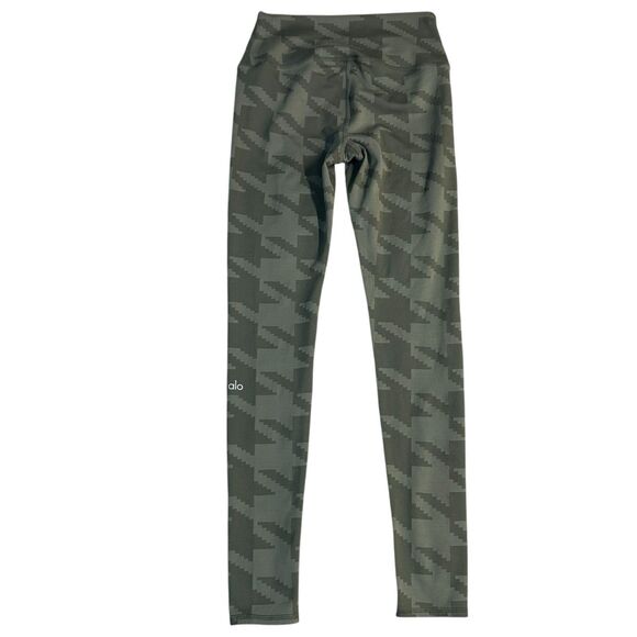 ALO Yoga High Waisted Airbrush Houndstooth Legging Jungle Green Size Small - Picture 6 of 16